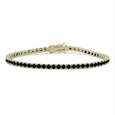 perfect for<br>shop the look > travel darlings <span class='visuallyhidden'>Call or text 323-404-2959 if you need shopping assistance.</span> Classic Tennis Bracelet With Black Diamonds For Formal Occasions, Classic Round Black Diamond Bracelet, Modern Yellow Gold Tennis Bracelet With Prong Setting, Classic Tennis Bracelet With Black Diamonds, Classic Black Diamond Bracelet, Modern Stackable Tennis Bracelet, Modern Stackable Round Tennis Bracelet, Classic Black Diamond Tennis Bracelet, Gold Color Combinations