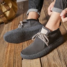 2023 Men's Lace Up Mid Top Reversed Suede Casual Shoes  Men Lace Up Sneakers Designer Flat Shoes Brown Casual Shoes, Leather Shoes Brand, Boat Shoes Fashion, Oxford Shoes Brown, Short Leather Boots, Oxfords Shoes, Lace Up Flats, Breathable Shoes, Genuine Leather Shoes