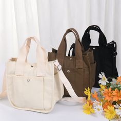 Carry shoulder canvas bag, 3 colors, can be used as a carry, shoulder and cross-body,cute design,the shape is square,with comfortable handle and precision stitching, meet your everyday shopping needs. 🍱 Material:Canvas 🍱 There are super many pockets,keep things organized. 🍱 With detachable shoulder strap and the shoulder straps can be adjusted in length. 🍓The measurement as the photo. 📒📒Note ❤️ There is 2-3% difference according to manual measurement, please check the measurement chart car Multi Pocket Bag, Square Shoulder Bag, Canvas Crossbody Bag, Quality Handbags, Small Canvas, Measurement Chart, Cute Design, Canvas Bag, Cute Designs