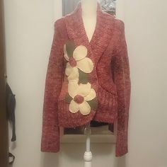 This Stunning Sweater Coat Is By Field & Flower (Anthropologie). Snap Closures. Slightly Asymmetrical Hem When Snapped Closed. Sweater Coat, Anthropologie Sweater, Floral Applique, Flower Field, Asymmetrical Hem, Sweater Coats, Wool Sweater, Asymmetric Hem, Wool Sweaters