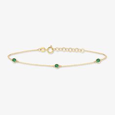 "Meet with our emerald station bracelet which is the symbol of hope that brings joy and vitality for your spirit. STATION*EMERALD*BRACELET ‣ 2 Years Warranty ‣ Free Express International Shipping ‣ Free returns within 30 days from the order date Features * Made to Order. * Material: Solid Gold (real solid gold, no gold-filled or no gold plated material) * Gold KT: 14K * Choice of Gold Color: Yellow Gold, Rose Gold, White Gold * Gem Stone: Genuine Emerald * Emerald-Cut: Round * Number of Stones: Bracelet Emerald, Symbol Of Hope, Station Bracelet, Gold Hamsa, Fine Gold Jewelry, Emerald Bracelet, Solid Gold Chains, Brings Joy, May Birthstone