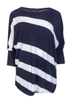 Current Boutique-Lafayette 148 - Navy & White Striped Dolman Sleeve Top Sz S Navy Long Sleeve Marine Top, Navy Cotton Marine Style Tops, Navy Marine Style Cotton Top, Navy Cotton Nautical Tops, Navy Sailor Crew Neck Top, Striped Nautical Tops For Summer, Nautical Striped Tops For Summer, Nautical Cotton Tops For Fall, Nautical Blue Top For Beach