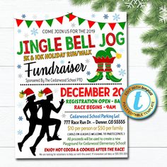 Elf Run Flyer, Christmas Race, Santa Run Walk School Church Pto Pta Fundraiser, Xmas Event Editable Template, Holiday Party DIY Self-Editing Sfrg Ideas, Cheer Fundraisers, Chamber Events, Diy Holiday Party, Pta Fundraising, Fun Fundraisers, Church Fundraisers, Fundraising Activities, School Pto