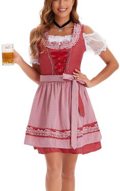 PRICES MAY VARY. Cotton,Polyester Hooks closure Machine Wash Dirndl Dresses  Women Oktoberfest Costumes 3 Pcs German Oktoberfest Dresses Bavarian Costume Beer Carnival Outfits   
 The Dirndl Dresses Women Oktoberfest Costumes 3 Pcs is a must-have for any woman attending the famous  Bavarian beer festival or wanting to embrace the traditional German Oktoberfest fashion. This authentic ensemble  includes three stunning pieces that will make you stand out in the crowd.  
 Crafted with meticulous at Octoberfest Outfits Diy, Octoberfest Outfits Women, October Fest Outfit, Beer Wench Costume, Oktoberfest Fashion, Dirndl Dress Oktoberfest Outfit, German Beer Girl Costume, Oktoberfest Outfit Women, Dirndl Costume