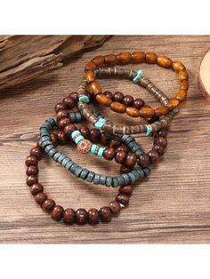 Bracelets, Unisex Retro N Ethnic Wooden Bead Bracelet Wooden Beads, Bracelet, Women Accessories, Beaded Bracelets, Beads