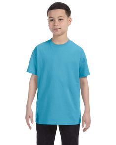 Youth 5.6 oz. DRI-POWER® ACTIVE T-Shirt - AQUATIC BLUE - S | Jerzees Youth Dri-Power Top in Aquatic Blue Size Small | Cotton Polyester R Blank Apparel, Carolina Blue, Calgary, Custom Clothes, Custom Tshirts, Heavy Cotton, Heathers, Columbia, Kids Tshirts