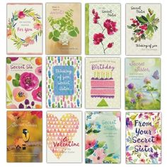 many different greeting cards with flowers on them