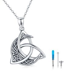 PRICES MAY VARY. 🌙Cremation Necklace for Ashes☀: Celtic moon necklace has a unique design. The moon represents rise, new life, happiness, auspiciousness, initial brightness and hope.The celtic triquetra knot design symbolize eternal loyalty, faith, love, lucky, vitality and wisdom. you can store your memories in the most refined way.it can hold a small amount of dried flowers, dirt, special information, hair, perfume, nail polish and ashes. 🌙Specifications☀: The celtic urn necklace for ashes s Jewelry For Ashes, Celtic Triquetra, Celtic Moon, Urn Necklace, Crescent Moon Pendant, Moon Pendant Necklace, Urn Necklaces, Hair Perfume, Irish Celtic