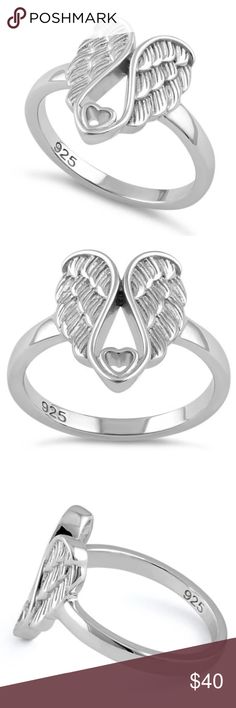 GENUINE STERLING SILVER HEART WINGS RING E’s Timeless Jewelry offers only the best in quality and style! Made with 100% Genuine Sterling Silver, these timeless pieces are both trendy and reliable. At E’s, we value high quality at affordable prices, please enjoy your scroll through my shop 😊 E's TIMELESS JEWELRY Jewelry Rings Nickel-free Sterling Silver Rings For Valentine's Day, Sterling Silver Rings For Anniversary On Valentine's Day, Sterling Silver Open Heart Rings For Mother's Day, Mother's Day Sterling Silver Heart Cut Rings, Mother's Day Sterling Silver Open Heart Ring, Sterling Silver Promise Rings For Valentine's Day, 925 Silver Open Heart Wedding Ring, Angel Wings Ring, Wings Ring