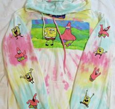 NICKELODEON SPONGEBOB PATRICK MEN'S HOODIE - SIZE SMALL                  New with Tag  Genuine Licensed product purchased at a major national retail store                                 HIGHLIGHTS: *  Screen print features Spongebob & Patrick    - both arms feature both characters as well    - Tie dye *  Drawstring Pullover Hoodie *  60/40 Cotton Poly blend *  Men's size Small SMOKE FREE HOME I ship within 24 hours of cleared payment via USPS PRIORITY MAIL which includes delivery confirmation. Fun Cotton Hoodie With Cartoon Print, Fun Cotton Hoodie, Fun Cotton Hooded Hoodie, Spongebob Outfit, Nickelodeon Spongebob, Tie Dye Men, Spongebob Patrick, Purple Hoodie, Men Stylish Dress