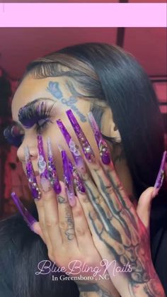 Extendo Nails, Baddies Nails, Butterfly Stomach, Covergirl Makeup, Long Acrylic Nail Designs, Baddie Nails, Exotic Nails