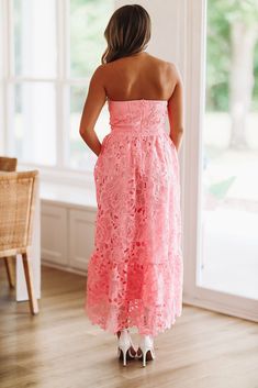 High Quality Embroidery Eyelet Maxi Tube Dress! We love the corset style top and the flare to the skirt! Fit: True to size, model is 5'6 wearing size small Maxi Tube Dress, The Flare, Corset Style Tops, Pink Maxi Dress, Corset Style, Tube Dress, Maxi Dress, Embroidery, Skirt