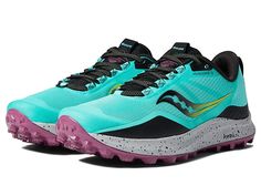 Saucony Peregrine 12 - Women's Shoes : Cool Mint/Acid : Get ready for a run or high-intensity workouts wearing the Saucony Peregrine 12 Shoes. Textile and PU upper. Textile lining and removable insole. Lace-up closure. Ultralight, durable mesh top layer. Round toe. Signature brand name logo on the tongue. Padded collar for enhanced comfort. Pull loops for easy wear and removal. PWRTRAC rubber lugs and cushioning. Textile and synthetic sole for added traction and durability. Imported. Measurement Green Athleisure Running Shoes For Outdoor, Blue Athleisure Running Shoes For Outdoor Activities, Blue Athleisure Running Shoes For Outdoor, Dynamic Mesh Sneakers For Trail Running, Moisture-wicking Athleisure Sneakers For Outdoor, Green Trail Running Shoes With Cushioned Footbed, Cushioned Mesh Trail Running Shoes With Round Toe, Breathable Synthetic Sneakers For Trail Running, Athleisure Sneakers With Air Cushioning For Trail Running