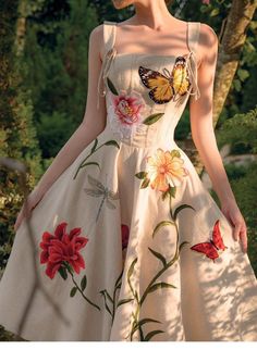 Women Flowers embroidery High Waist Pleated A-line Gown Summer Beach Slip Dress Floral Embroidered A-line Dress For Garden Party, Summer Midi Dress With Floral Embroidery, Spring Floral Embroidered Sundress, Embroidered Summer Sundress For Spring, Beige A-line Sundress For Spring, Spring Floral Embroidery Sundress, Summer Vacation Embroidered Dresses, Spring A-line Midi Dress With Floral Embroidery, Floral Embroidered Midi Summer Dress