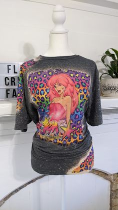 Neon leopard print with 80's cartoon bleached T-shirt, 80's style bleached tee, nostalgic 80's bleached shirt, ✨✨ Message for more sizes  Our bleached shirts will give you a unique, one of a kind shirt! All designs are created by us!!  No items are going to be the same with our bleaching. All shirts are hand bleached myself! Which will guarantee your shirt to be unique!! All of our shirts are unisex and are true to unisex sizing. Brand of shirts may vary due to availability.   If you want a colo Neon Leopard Print, Bleached Shirt, Handmade Shirts, Bleach T Shirts, 80s Cartoon, Throw Back, Heart Shirt, 80s Fashion, Mom Shirts