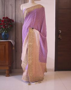 Gota Embroidery, Embroidered Saree, Lovely Lavender, Zari Work, Blouse Work Designs, Occasion Wear, Lavender, Saree, India