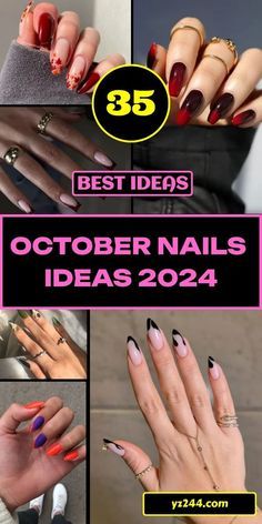 October Birthday Nail Designs, Autumn/halloween Nails, Square October Nails, Halloween Or Fall Nails, Nail Ideas For Fall 2024, Acrylic Nails For October, October Nails Ideas 2024, October Nails Coffin, October Nails 2024 Halloween