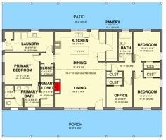 the floor plan for an apartment with three bedroom and two bathrooms, including one bathroom