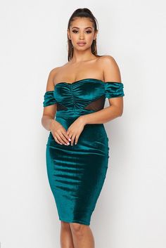 Look your best this holiday season in this luxurious Emerald Velvet Bodycon Dress from Haute Glam Boutique. Designed from a mid-weight velvet fabric, this dress is sure to keep you warm and looking your absolute best for your winter holiday parties. The Bodycon fit and waist-cinching features will flatter any silhouette. Make sure to dress to impress this winter! Glamorous Fitted Velvet Dress, Fitted Velvet Midi Dress For Winter, Fitted Knee-length Velvet Dress For Winter, Chic Fitted Velvet Midi Dress, Fitted Velvet Midi Dress For Cocktail, Velvet Bodycon Dress For Night Out, Knee-length Velvet Dress For Night Out, Holiday Velvet Mini Dress For Cocktail Events, Elegant Velvet Bodycon Dress