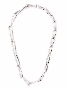 silver-plated brass silver-plated hardware twist detailing chain-link detailing concealed clasp fastening Silver Link Necklace, Link Necklace, Necklace Silver, Silver Necklaces, Chain Link, Chain Necklace, Silver Necklace, Jewelry Necklaces, Top Brands