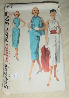 Simplicity  1651 Sewing pattern, Dress, jacket, and Cummerbund, 40s Vintage  dress Size 12 Bust 30 CUT pattern.  I personally check all pieces. Pieces are in EXCELLENT condition.   COMPLETE Envelop is in great condition. All patterns packaged in plastic for storage and mailed in bubble envelop. NOT A PDF OR COPY! * NOTE that this is a paper pattern so you can make the clothing, it is not the finished products for sale. This is a original pattern with all of the pattern pieces and instructions in the original envelope with directions in English, yellowing due to age. Envelope intact but somewhat tattered torn due to age/storage.  All sales are final, no returns.  Thanks for looking! Please check out my other listings: https://www.etsy.com/your/shops/SewnInLife 40s Dress Pattern, 1950 Sewing Patterns, Dress Pattern Simplicity, 1950s Dress Patterns, 1950s Woman, Simplicity Patterns Dresses, 1950s Sewing Patterns, Retro Sewing Patterns, Simplicity Dress