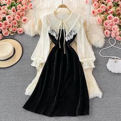 Materials: other Size: m, l Color: light yellow Dress Lebaran, Long Lace Dress, Stitching Dresses, Future Wardrobe, Early Spring Outfits, Lace Dress Long, Corduroy Dress, Lace Evening Dresses, Tweed Dress