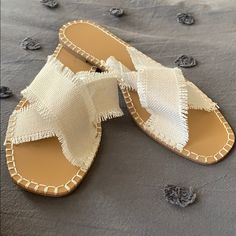 Never Worn White Linen Sandals From Miss Lola Size: 10 Miss Lola, Beach Babe, White Linen, Women's Shoes Sandals, Shoes Sandals, Color White, Size 10, Womens Sizes, Women Shoes