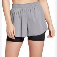 Nwt Size S Calia 2 In 1 Running Shorts. It Has Bike Shorts Built In Under Running Shorts. It Is Reflective, Has Zippered Pocket Below Back Waistband, And Drawstring Waist. Gray Yoga Bottoms With Built-in Shorts, Gray Athleisure Bottoms With Built-in Shorts, Yoga Shorts With Waistband, Gray Workout Bottoms Mid-thigh Length, Gray Workout Bottoms With Short Legs, Gray Gym Bottoms Mid-thigh Length, Gray High-waisted Workout Shorts, Gray Mid-thigh Sports Shorts, Gray Mid-thigh Length Sports Shorts