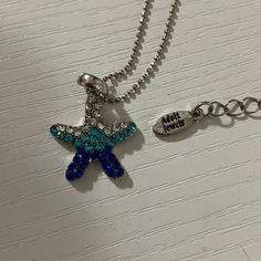 Silver Light Blue And Dark Blue Necklace. Perfect For Summer. Never Worn Amazing New Conditions. Blue Starfish Charm Necklace, Blue Star-shaped Nickel-free Necklace, Dark Blue Necklace, Starfish Necklace, 2000s Fashion Outfits, Silver Lights, Blue Necklace, 2000s Fashion, Starfish