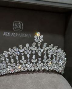 a tiara is displayed in a box