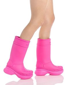 Fits true to size, order your normal size.Design collaboration with Crocs™.Round toe.Pull on.Water-resistant.Size detail at heel.Logo at front.Ethylene vinyl acetate (EVA) upper, lining and sole.Imported.Web ID: 4192376 Trendy Pink Waterproof Rain Boots, Trendy Spring Rain Boots With Round Toe, Pink Waterproof Boots For Rainy Season, Pink Rain Boots For Outdoor, Waterproof Pink Boots For Rainy Season, Pink Waterproof Rain Boots, Pink Rain Boots For Spring, Pink Boots For Rainy Spring Weather, Pink Waterproof Spring Boots