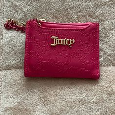 Hot Pink W Gold Hardware Trendy Pink Wallet With Zipper Pouch, Juicy Couture Card Holder, Pink Juicy Couture Bag, Juicy Couture Wallet, Juicy Couture Wallet Pink, Juicy Couture Leopard Bag, Juicy Couture Bags, Couture Bags, Juicy Couture