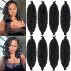 Category:Extension; Gender:Women's; Quantity:8 pack; Occasion:Birthday,Vacation,Party / Evening,Daily Wear,Party Evening; Age Group:Adults; Hair Extension Type:Pre Looped; Hair Material:Synthetic Hair; Texture:Curly; Length:18 inch; Heat Resistant:Yes; Listing Date:02/08/2023; Can Be Permed:No; Unit Weight:0.288 Afro Weave, Afro Twist Hair, Springy Afro Twist, Marley Braiding Hair, Faux Braids, Twist Braiding Hair, Marley Braids, Marley Twist, Spring Twist Hair