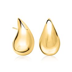 Ross-Simons - 14kt Yellow Gold Large Teardrop Earrings. An ample version of the incredibly popular style, our 14kt yellow gold large teardrop earrings emit a gorgeous glow from their high-polished finish. You'll be simply amazed by their style power, and ability to elevate any outfit with ease. Post/clutch, 14kt yellow gold large teardrop earrings. Yellow Gold Polished Teardrop Earrings, Modern Yellow Gold Teardrop Earrings For Anniversary, Elegant Yellow Gold Drop With Polished Finish, Polished Yellow Gold Teardrop Earrings, Yellow Gold Teardrop Earrings With Polished Finish, Modern Yellow Gold Pear-shaped Drop Earrings, Modern Yellow Gold Pear-shaped Drop, Fine Jewelery, Teardrop Earrings