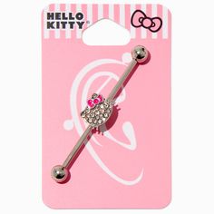 Claire's Hello Kitty® Crystal Face 14G Industrial Bar Hello Kitty Industrial Piercing, Rock Hello Kitty, Hello Kitty Merch, Hello Kitty Crystal, Hello Kitty Wedding, Hello Kitty Shop, Industrial Piercing Jewelry, Hello Kitty Face, Piercing Industrial