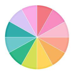 a circular color wheel with different colors in the center and bottom half, on a white background