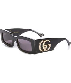 From Gucci&#x2C; these sunglasses feature:Acetate frameRectangle shapeSolid lensNot Rx ableNon-polarizedApprox. 53mm lens- 21mm bridge- 145mm templeImported. Designer Rectangular Sunglasses With Uv Protection, Designer Rectangular Sunglasses With Mirrored Lenses, Designer Rectangular Sunglasses With Polarized Lenses, Trendy Gucci Rectangular Sunglasses, Designer Gucci Rectangular Sunglasses, Chic Gucci Rectangular Sunglasses, Gucci Rectangular Sunglasses With Gradient Lenses, Gucci Women, Rectangle Sunglasses