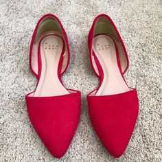 A New Day Size 7 Red Faux Suede Flats. Never Worn. Red Synthetic Flats With Flat Heel, Red Synthetic Flats, Red Pointed Toe Flats With Red Sole, Red Low Heel Flats For Spring, Chic Red Flats For Spring, Chic Red Spring Flats, Red Flats With Red Sole For Fall, Red-soled Flats For Fall, Red Flats For Fall