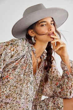 Rancher Felt Hat | Free People Western Style Boots, Suede Fringe Jacket, Wool Fedora, Halo Style, Crown Design, Fringe Jacket, Wearing A Hat, Felt Hat, Ribbon Trim