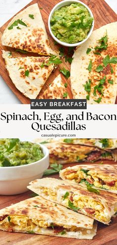 Start your day right with these easy Spinach, Egg, and Bacon Quesadillas. This quick breakfast recipe combines crispy bacon, fluffy eggs, and nutritious spinach in a cheesy, handheld package. Perfect for busy mornings or weekend brunch, these quesadillas offer a satisfying meal that's ready in minutes. Fuel your day with this delicious twist on breakfast classics.