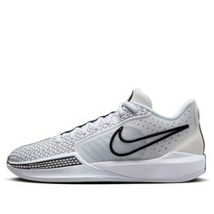 (WMNS) Nike Sabrina 1 Magnetic 'White Black Silver' FQ3389-103 Nike High-top Basketball Shoes With Perforated Toe Box, White Low-top Mesh Basketball Shoes, Mid-top Perforated Basketball Shoes, White Mesh Low-top Basketball Shoes, Mid-top Synthetic Basketball Shoes With Perforations, Nike Mid-top Basketball Shoes With Perforated Toe Box, Nike Low-top Basketball Shoes With Perforations, Nike High-top Mesh Basketball Shoes, Synthetic Basketball Shoes With Perforated Toe Box