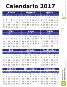 Ilustración acerca Calendario de 2017 vectores en español Fácil para corrija y apliqúese Calendario 2017. Ilustración de viernes, anual, pueda - 63930377 Spanish Calendar, Calendar 2017, Calendar 2018, Academic Calendar, School Plan, Printable Calendar Template, Calendar 2020