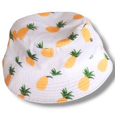 Unisex Mens Womens Maz 100% Cotton Sun Fisherman Bucket Hat White Pineapple Photo took by me of item you will receive:) Inventory #BE