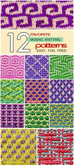 the cover of 10 mosaic knitting crochet easy fun free patterns for beginners