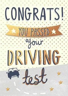 congratulations card with the words congrats you passed your driving test