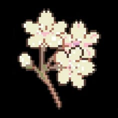 a pixelated flower on a black background