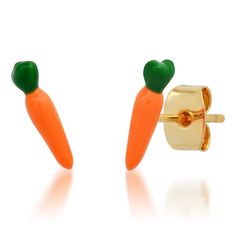 TAI JEWELRY | Enamel Carrot Studs | Earrings | Bugs Bunny, Your Outfit, Dainty Jewelry, Handmade Bracelets, Bugs, Jewelry Pieces, Carrots, Plating, Brass