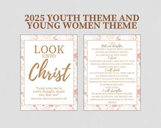 the front and back of a young women's church pamphlet