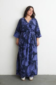 Letsa Wrap Dress in Rorschach • Osei – Duro Rayon Wrap Dress, Osei Duro, Garment Workers, Tie Wrap, Fashion Line, White Wall, Batwing Sleeve, S Pic, Global Fashion