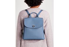 Crafted from durable pebbled leather our new Essential Backpack is just what you need for a casual outing. It features an inteiror zip pocket and has plenty of room for both your iPhone and iPad. | Kate Spade Essential Medium Backpack, Manta Blue Kate Spade Leather Backpack For On-the-go, Leather Backpack With Detachable Strap For Work, Leather Work Backpack With Detachable Strap, Leather Workwear Backpack With Detachable Strap, Versatile Leather Backpack For Work, Leather Backpack With Zipper Closure For Work, Leather Backpack With Removable Pouch For Work, Versatile Leather Backpack With Detachable Strap For Work, Versatile Backpack With Adjustable Strap For Work